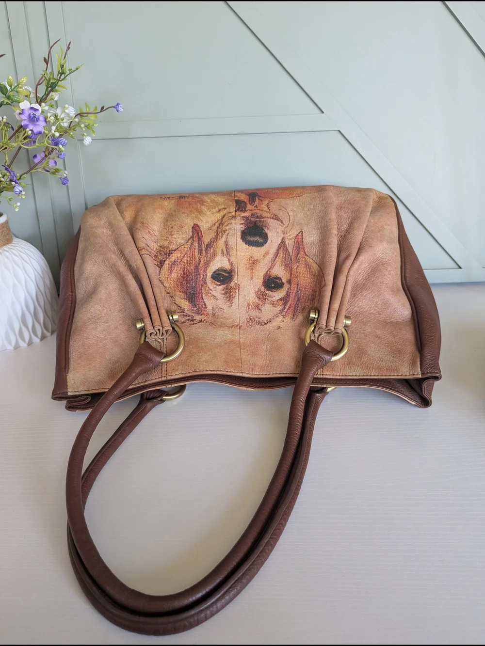 ICON Brown Dog Portrait Tote Bag Set with Matching Pouch & Card Case